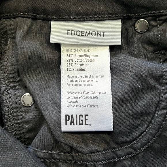 NEW PAIGE Denim Transcend Edgemont Ultra Skinny Jeans Black Shadow - Picture 5 of 5